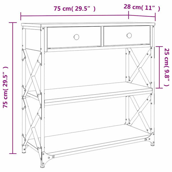 Konsolentisch Bondi 75x28x75cm grau (Holz)