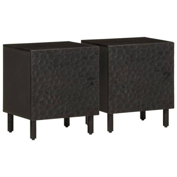Nachttische Nadiana 40x33x46cm schwarz (2 Stück Mango-Holz)