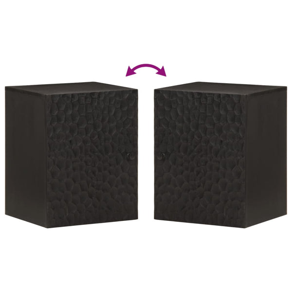 Schwarzer Badezimmer-Wandschrank Hariri 38x33x48cm (Mangoholz)