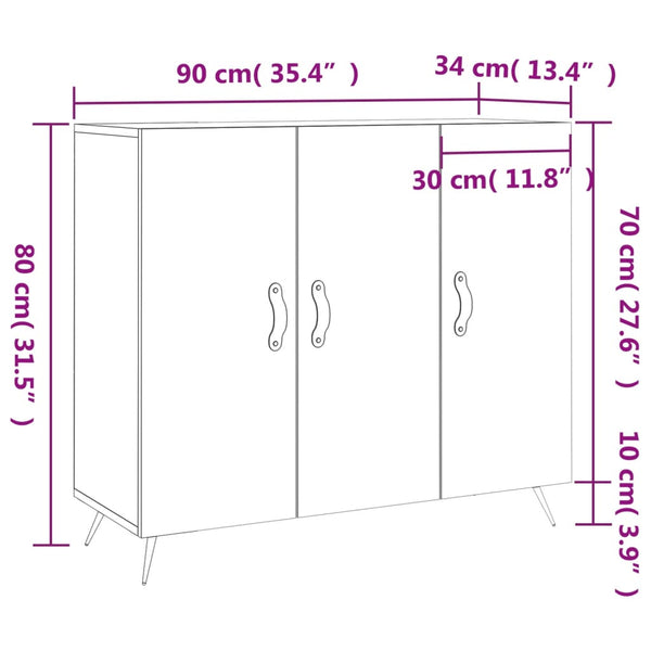 Sideboard Petrula aus geräucherter Eiche 90x34x80cm (Holz)