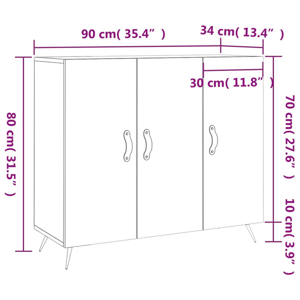 Graues Sideboard Petrula 90x34x80cm (Holz)