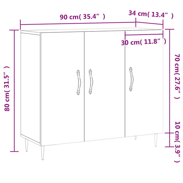 Graues Sideboard Cocuz 90x34x80cm (Holz)