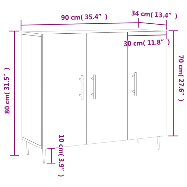 Graues Sideboard Dilhan 90x34x80cm (Holz)