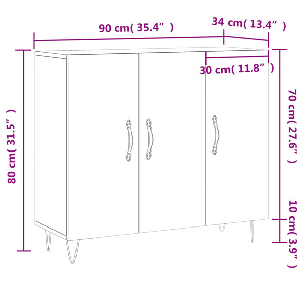 Graue Anrichte Melidor 90x34x80cm (Holz)