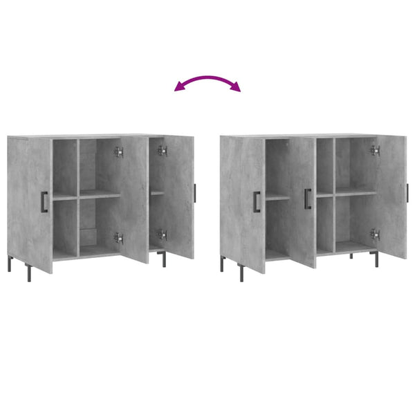 Betongraues Sideboard Adiel 90x34x80cm (Holz)