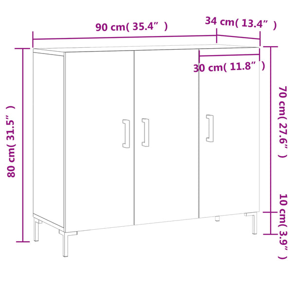 Graues Sideboard Adiel 90x34x80cm (Holz)