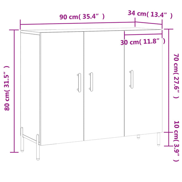 Weißes Sideboard Nesu 90x34x80cm (Holz)