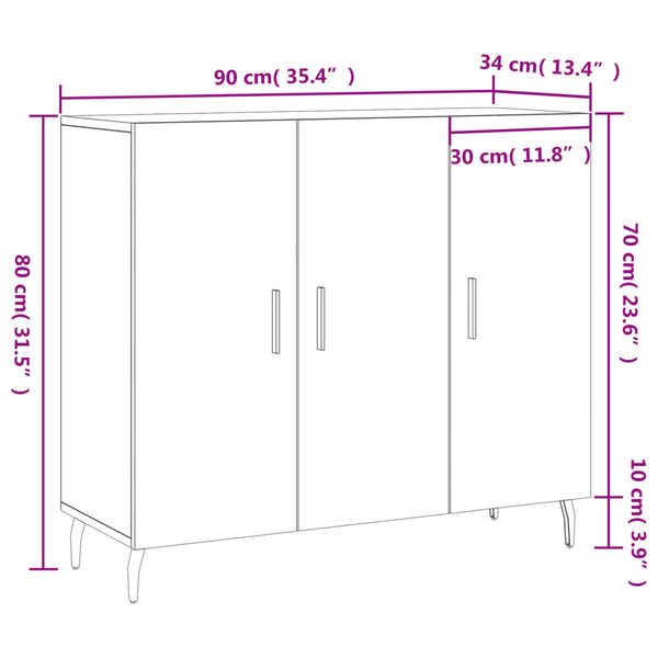 Weißes Sideboard Carmen "Car 90x34x80cm (Holz)