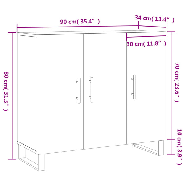 Weißes Sideboard Jakov 90x34x80cm (Holz)