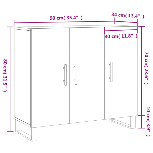 Betongraue Kommode Jakov 90x34x80cm (Holz)