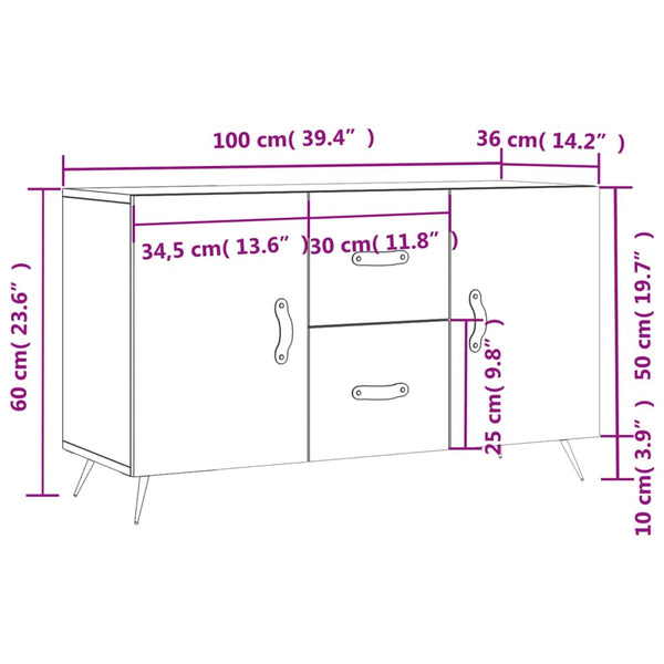 Weißes Sideboard Dianne 100x36x60cm (Holz)