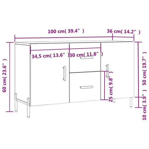 Betongraue Kommode Cornall 100x36x60cm (Holz)