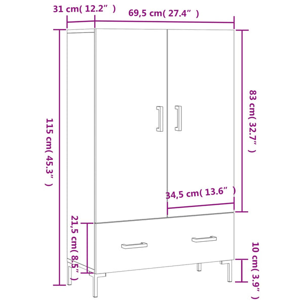 Grauer Schrank Shebli 69,5x31x115cm (Holz)