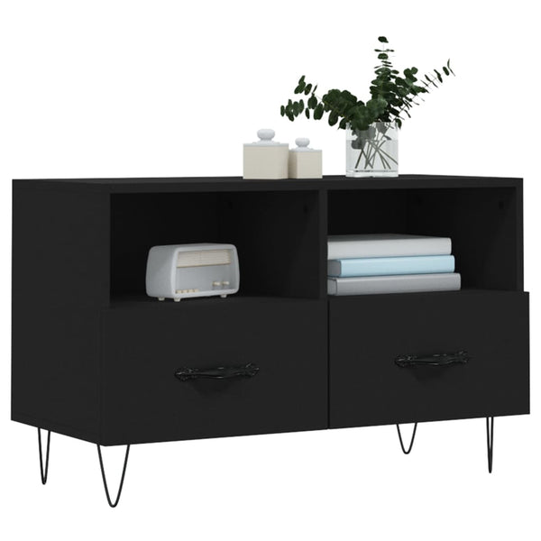 Schwarzes TV-Möbel Tihenea 80x36x50cm (Holz)