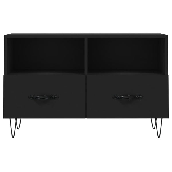 Schwarzes TV-Möbel Tihenea 80x36x50cm (Holz)