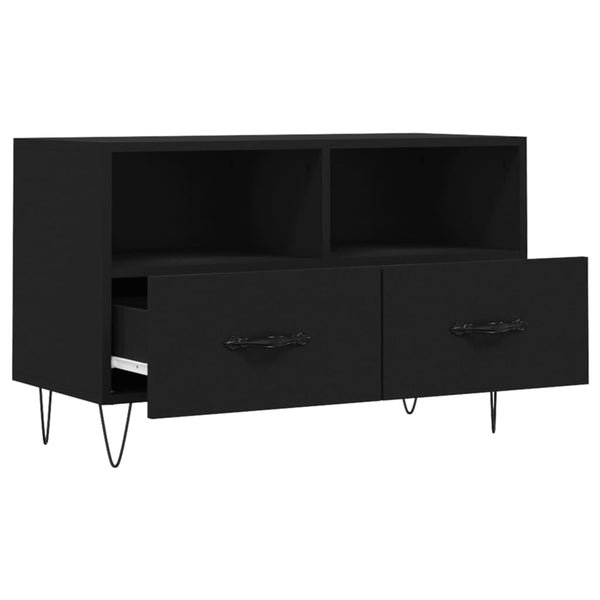 Schwarzes TV-Möbel Tihenea 80x36x50cm (Holz)