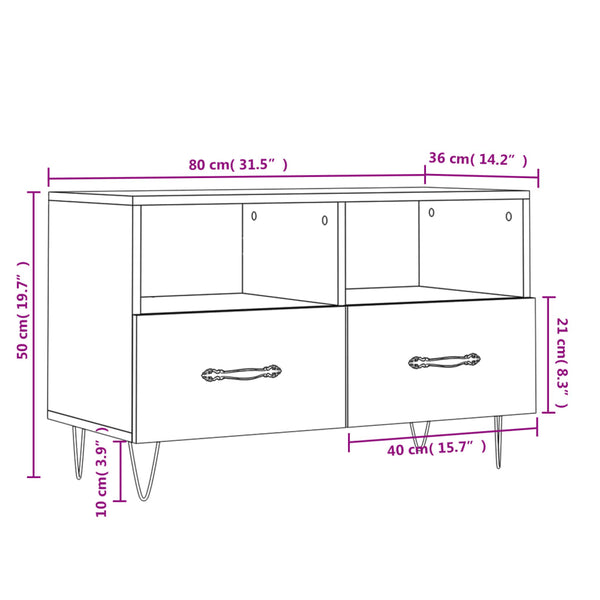 TV-Möbel aus brauner Eiche Tihenea 80x36x50cm (Holz)