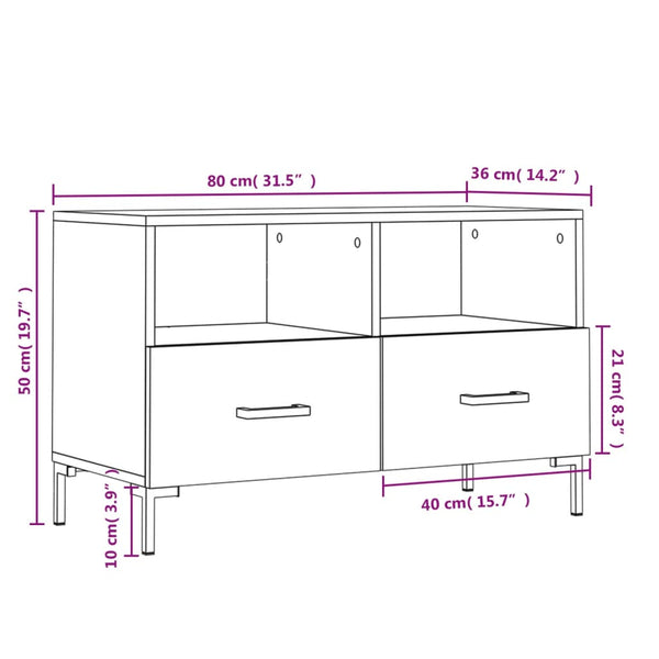 Weißes TV-Lowboard Ivascu 80x36x50cm (Holz)