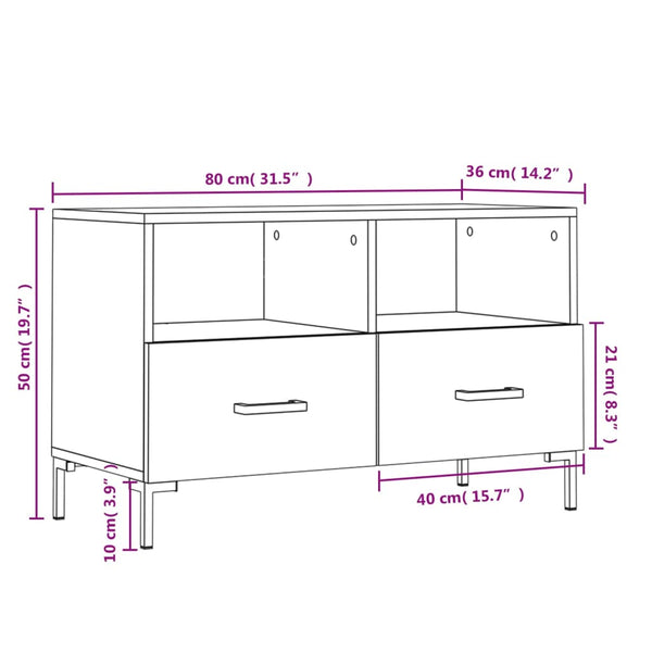 Graues TV-Möbel Ivascu 80x36x50cm (Holz)