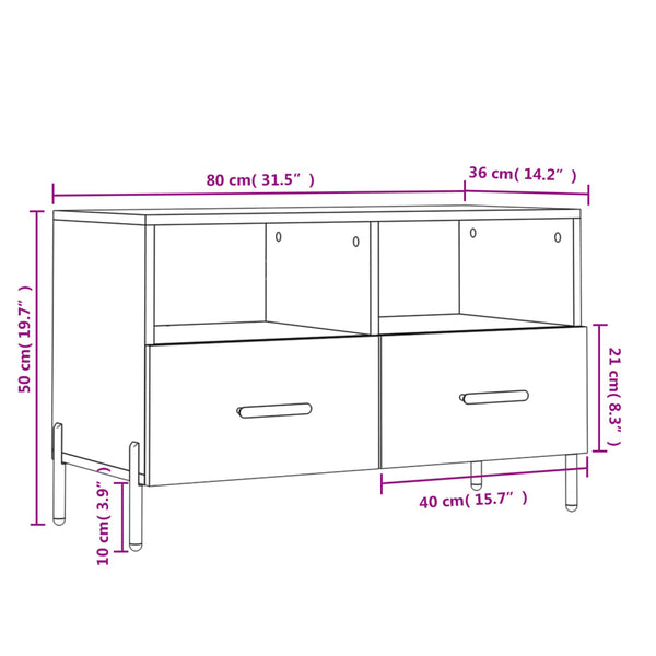 Graues TV-Möbel Drdp 80x36x50cm (Holz)
