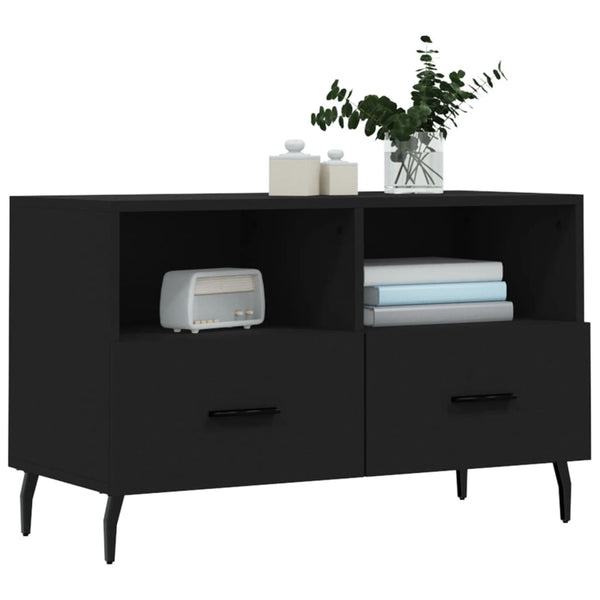 Schwarzes TV-Möbel Hergane 80x36x50cm (Holz)