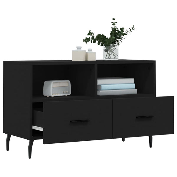 Schwarzes TV-Möbel Hergane 80x36x50cm (Holz)