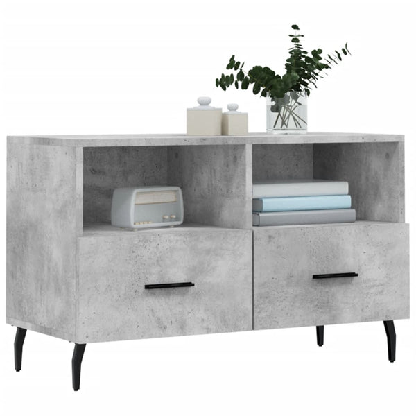 Betongrauer TV-Schrank Hergane 80x36x50cm (Holz)