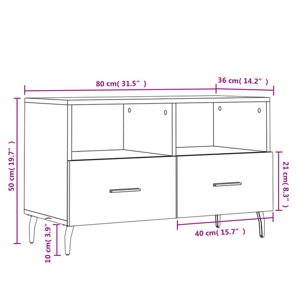 Graues TV-Möbel Hergane 80x36x50cm (Holz)