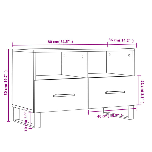 Weißer TV-Unterschrank Azarie 80x36x50cm (Holz)