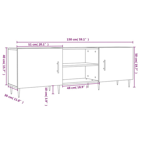 TV-Möbel Cireana aus Sonoma-Eiche 150x30x50cm (Holz)