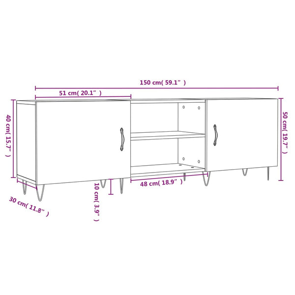 TV-Lowboard Maureen Sonoma Eiche 150x30x50cm (Holz)