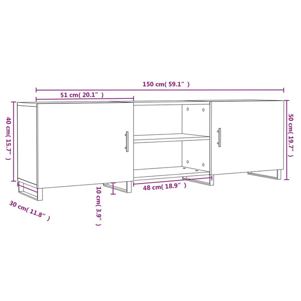 TV-Lowboard Egeto Sonoma Eiche 150x30x50cm (Holz)