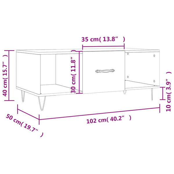 Schwarzer Couchtisch Teleajenului 102x50x40cm (Holz)