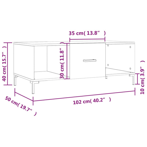Schwarzer Couchtisch Ielinca 102x50x40cm (Holz)