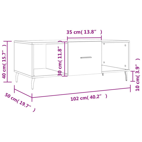 Schwarzer Couchtisch Dickie 102x50x40cm (Holz)