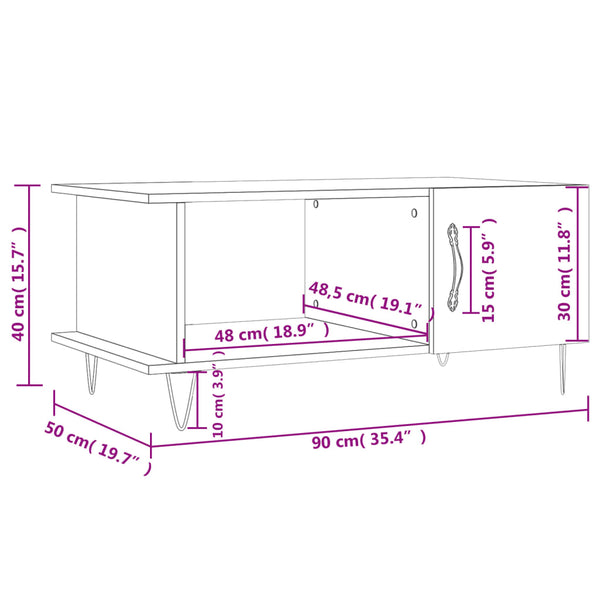 Grauer Couchtisch Rennie 90x50x40cm (Holz)