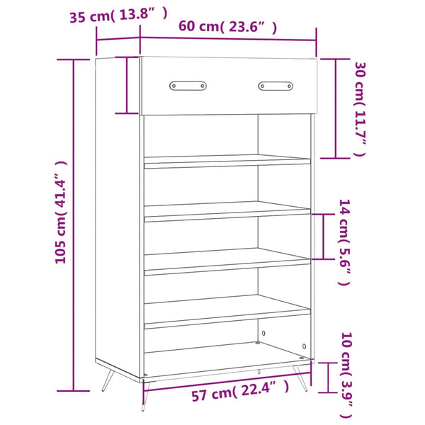 Schwarzer Schuhschrank Irininis 60x35x105cm (Holz)
