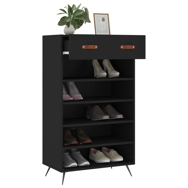 Schwarzer Schuhschrank Irininis 60x35x105cm (Holz)