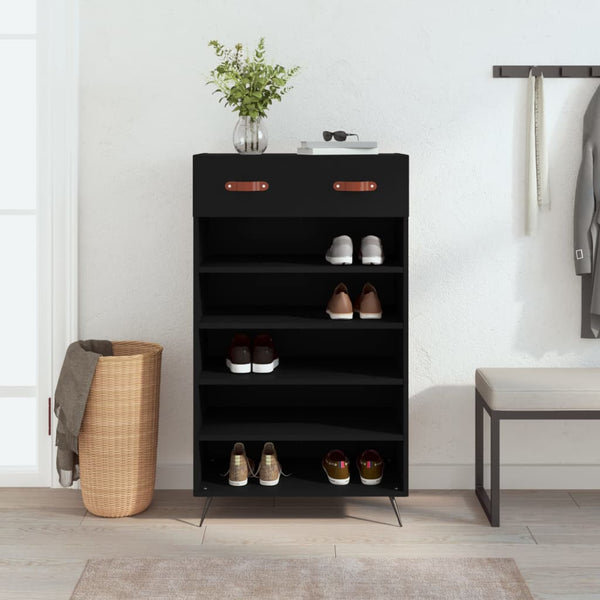 Schwarzer Schuhschrank Irininis 60x35x105cm (Holz)