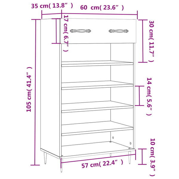 Schwarzer Schuhschrank Fructe 60x35x105cm (Holz)