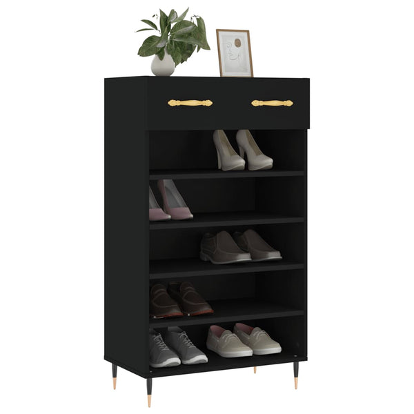 Schwarzer Schuhschrank Fructe 60x35x105cm (Holz)