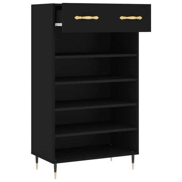 Schwarzer Schuhschrank Fructe 60x35x105cm (Holz)