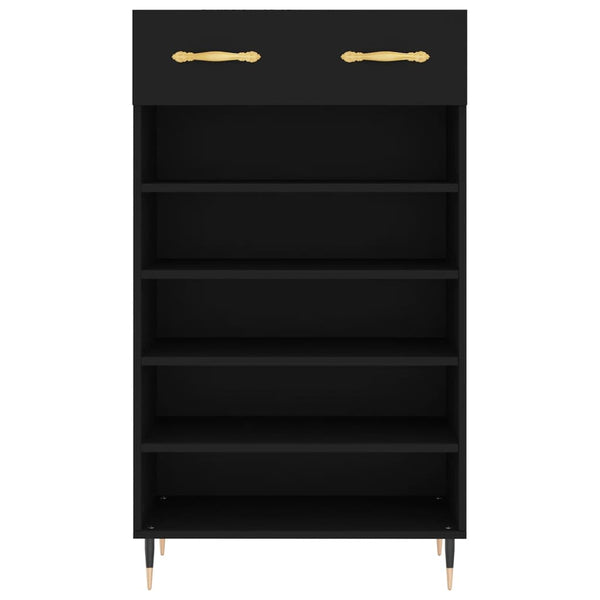 Schwarzer Schuhschrank Fructe 60x35x105cm (Holz)