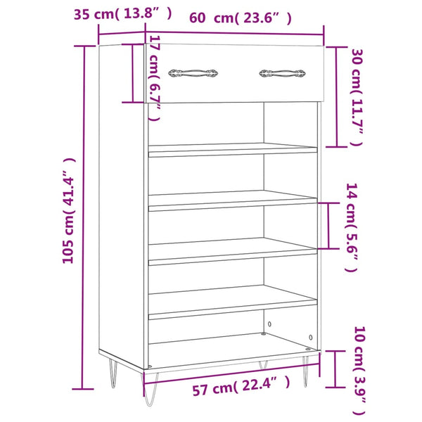 Schwarzer Schuhschrank Cherish 60x35x105cm (Holz)