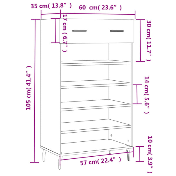 Schwarzer Schuhschrank Zagorca 60x35x105cm (Holz)