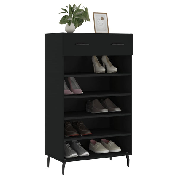 Schwarzer Schuhschrank Zagorca 60x35x105cm (Holz)