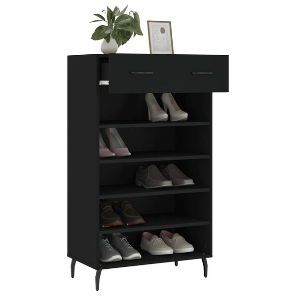Schwarzer Schuhschrank Zagorca 60x35x105cm (Holz)