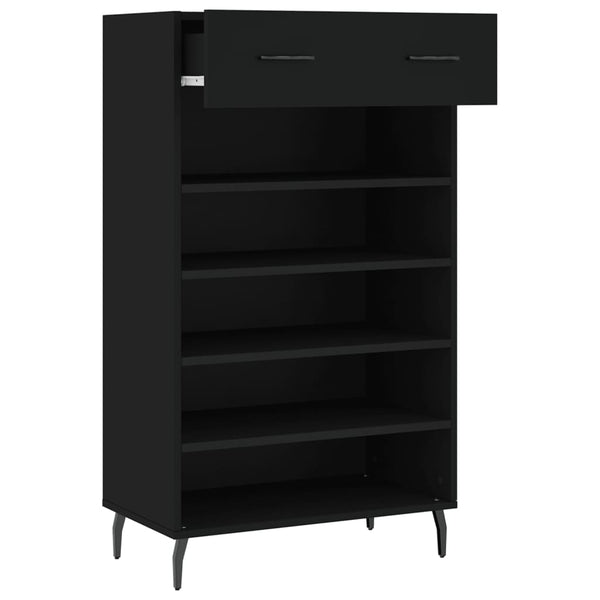 Schwarzer Schuhschrank Zagorca 60x35x105cm (Holz)