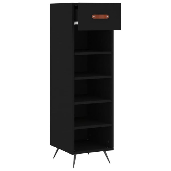 Schwarzer Schuhschrank Alysha 30x35x105cm (Holz)