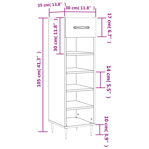 Grauer Schuhschrank Mmioara 30x35x105cm (Holz)